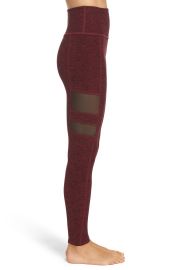 Beyond Yoga High Striped Mesh Leggings red at Nordstrom